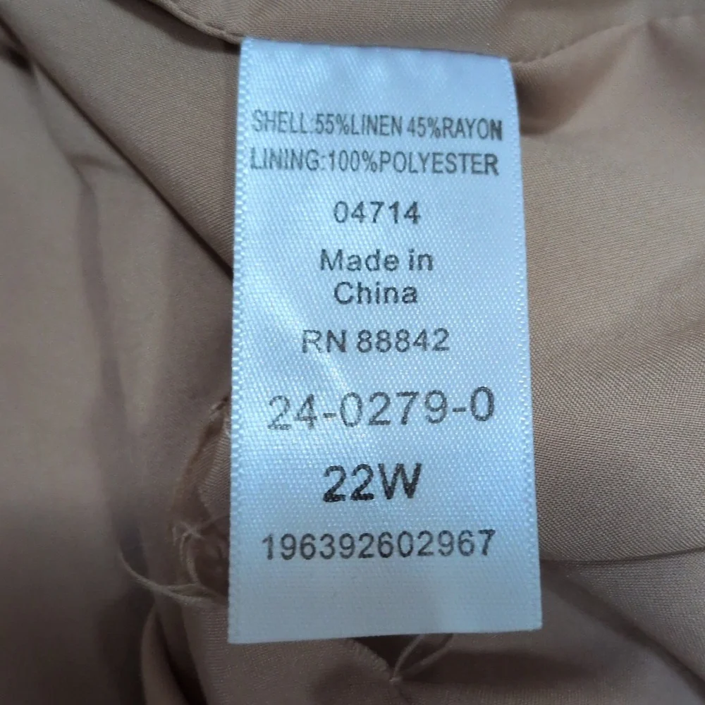 Jessica London Women's Linen Blend Tan Blazer Size 22W - Picture 4 of 6